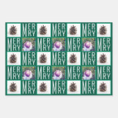 タイポグラフィの正方形の写真の伝統的色 ラッピングペーパーシート (正面3)