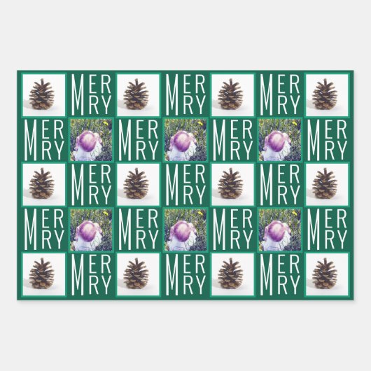 タイポグラフィの正方形の写真の伝統的色 ラッピングペーパーシート (正面3)