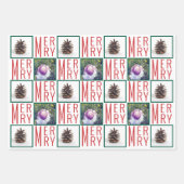 タイポグラフィの正方形の写真赤緑と白 ラッピングペーパーシート (正面3)