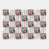 タイポグラフィの正方形の写真赤緑と白 ラッピングペーパーシート (正面2)