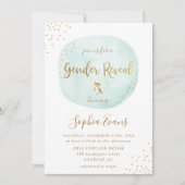 タイポグラフィの水彩の性のリビール緑の金ゴールド 招待状 (正面)