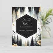 タイポグラフィの水彩魅惑の森結婚の セーブザデート (スタンド正面)