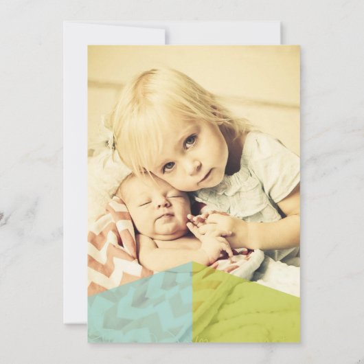 タイポグラフィの男の赤ちゃんの誕生の発表の写真カード 案内状 (裏面)