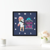 タイポグラフィの皮下注射針を言っているおもしろいなナース スクエア壁時計 (ホーム)