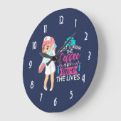 タイポグラフィの皮下注射針を言っているおもしろいなナース ラージ壁時計 (傾斜)