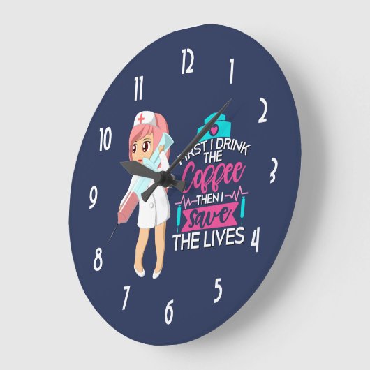 タイポグラフィの皮下注射針を言っているおもしろいなナース ラージ壁時計 (傾斜)