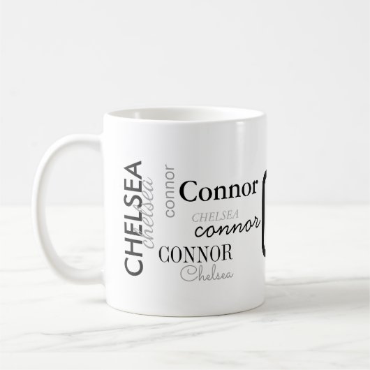 タイポグラフィの署名のデザインを個人化して下さい コーヒーマグカップ (左)