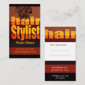 タイポグラフィの美容師のサロン 予約カード (正面/裏面)