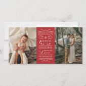 タイポグラフィの赤い喜びと平和このクリスマスフォト シーズンカード (正面)