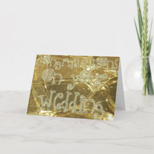 タイポグラフィの金ゴールドのグリッターを結婚するお祝い カード