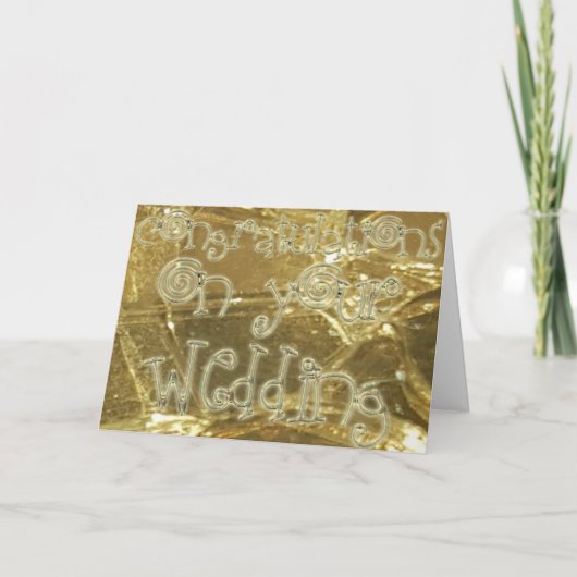 タイポグラフィの金ゴールドのグリッターを結婚するお祝い カード (正面)