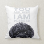 タイポグラフィの黒いトイプードル クッション<br><div class="desc">miartによる元の絵画そしてデザイン</div>