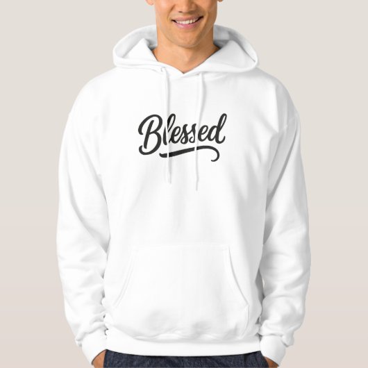 タイポグラフィのBlessed(祝福)の引用符デザイン パーカ (正面)