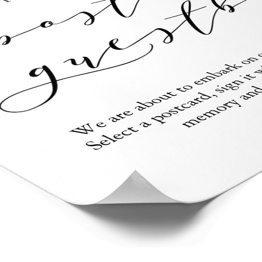 タイポグラフィはがき結婚ゲストブック ポスター (角)