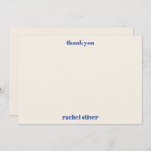 タイポグラフィはっきりしたアイボリーブルーカスタムバルミツワーかわいい サンキューカード (正面/裏面)