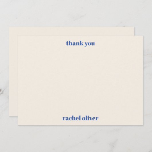 タイポグラフィはっきりしたアイボリーブルーカスタムバルミツワーかわいい サンキューカード (正面/裏面)