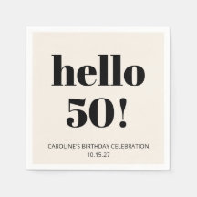 タイポグラフィはっきりしたアイボリーモダン50th誕生日パーティー