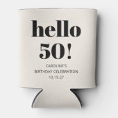 タイポグラフィはっきりしたアイボリーモダン50th誕生日パーティー 缶クーラー (正面)