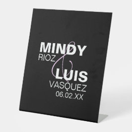 タイポグラフィはっきりしたアンパサンドピンクブラック 台座サイン