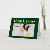 タイポグラフィはっきりしたエメラルドグリーン卒業ありがとう 箔グリーティングカード (正面)