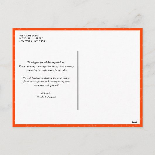 タイポグラフィはっきりしたオレンジ・メリークリスマスフォト シーズンポストカード (裏面)