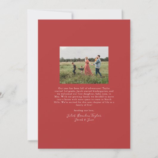 タイポグラフィはっきりしたカラーブロックフォトクリスマスカード 招待状 (裏面)