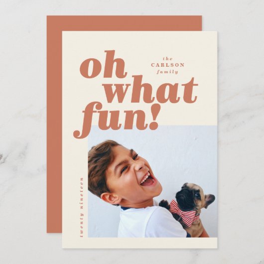 タイポグラフィはっきりしたカローブロックフォトクリスマスカード 招待状 (正面/裏面)