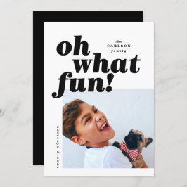 タイポグラフィはっきりしたカローブロックフォトクリスマスカード 招待状