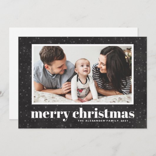 タイポグラフィはっきりしたシャルボードメリークリスマスフォト シーズンカード (正面/裏面)