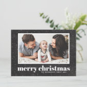 タイポグラフィはっきりしたシャルボードメリークリスマスフォト シーズンカード (スタンド正面)