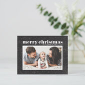 タイポグラフィはっきりしたシャルボードメリークリスマスフォト シーズンポストカード (スタンド正面)