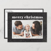 タイポグラフィはっきりしたシャルボードメリークリスマスフォト シーズンポストカード (正面/裏面)