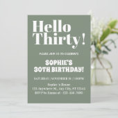 タイポグラフィはっきりしたセージグリーン30th誕生日 招待状 (スタンド正面)