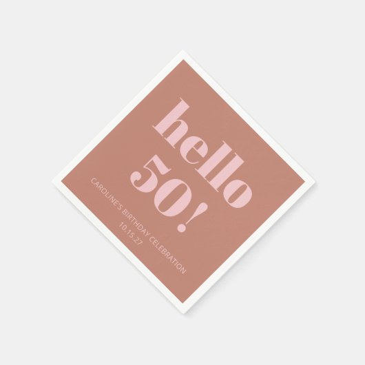 タイポグラフィはっきりしたテラコッタ赤面モダン誕生日 スタンダードカクテルナプキン (角)