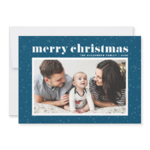 タイポグラフィはっきりしたブルーハッピーホリデーズフォト