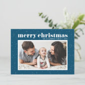 タイポグラフィはっきりしたブルーハッピーホリデーズフォト シーズンカード (スタンド正面)