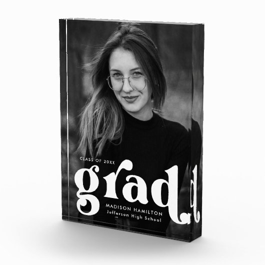 タイポグラフィはっきりしたホワイト卒業 フォトブロック (右)