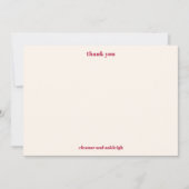 タイポグラフィはっきりしたマゼンタレッドアイボリーカスタムウェディング サンキューカード (正面)