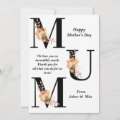 タイポグラフィはっきりしたママフローラハッピーマザーズデイカード (正面)