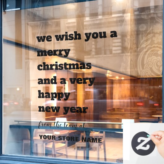 タイポグラフィはっきりしたメリークリスマスストア名ブラック ウィンドウサイン (カフェ窓)