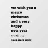 タイポグラフィはっきりしたメリークリスマスストア名ブラック ウィンドウサイン (シート)