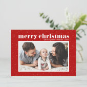 タイポグラフィはっきりしたレッド・メリー・クリスマス写真 シーズンカード (スタンド正面)