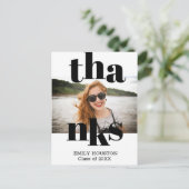 タイポグラフィはっきりした卒業ありがとう写真 ポストカード (スタンド正面)