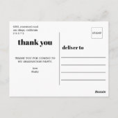 タイポグラフィはっきりした卒業ありがとう写真 ポストカード (裏面)