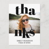 タイポグラフィはっきりした卒業ありがとう写真 ポストカード (正面)