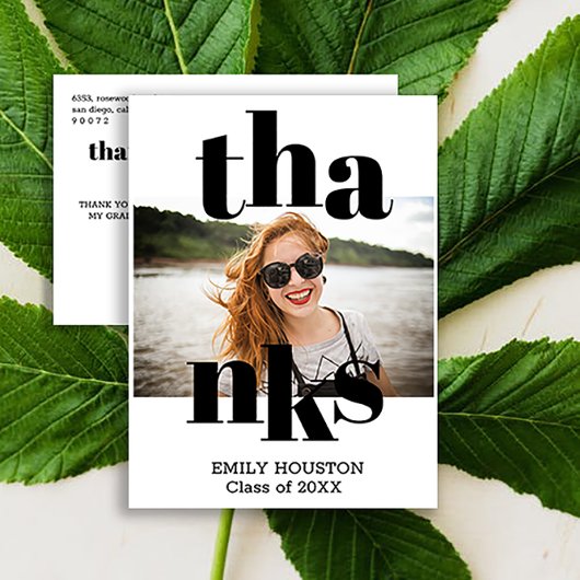 タイポグラフィはっきりした卒業ありがとう写真 ポストカード