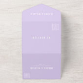 タイポグラフィはっきりした薄紫ラベンダーオールインワン結婚ズ オールインワン招待状 (外側)