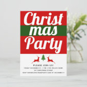 タイポグラフィはっきりした鹿、ツリーのクリスマスホリデーパーティー 招待状 (スタンド正面)