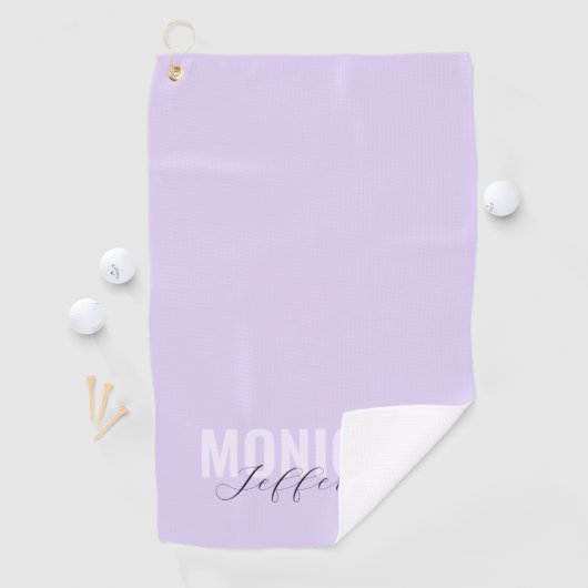 タイポグラフィはっきりした&スクリプト薄紫ラベンダーモノグラム ゴルフタオル (インサイチュ)