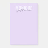 タイポグラフィはっきりした&スクリプト薄紫ラベンダーモノグラム ポストイット (正面)